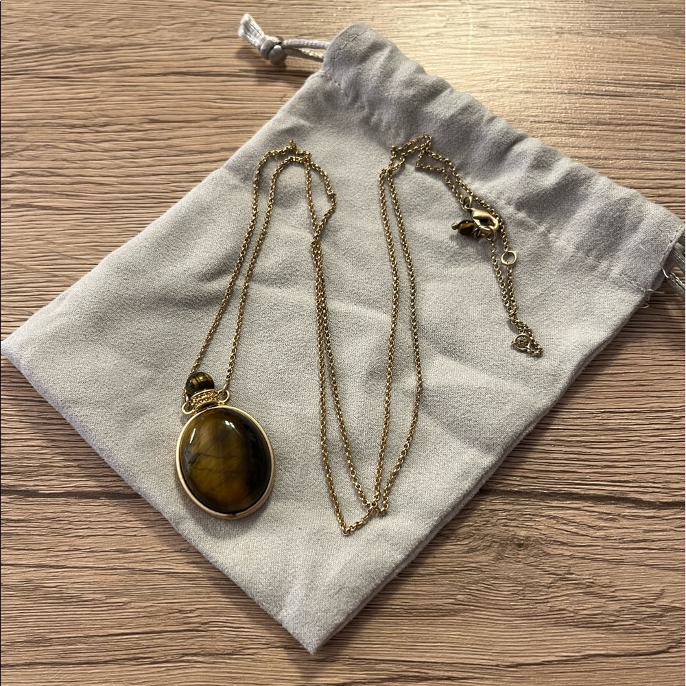 Long gold and brown necklace